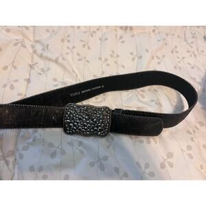 Genuine leather belt black size M women western Rodeo Cowgirl bling country